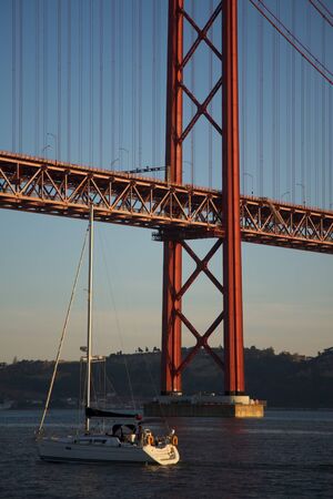 The April 25th Bridge in Lisbon, Portugalのeditorial素材