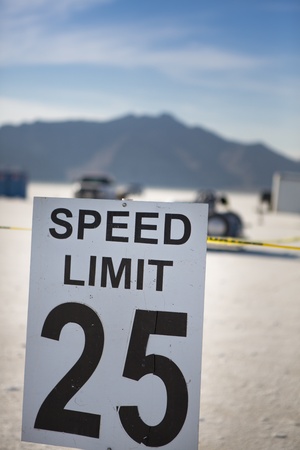 Sign Speed limit 25 at Bonneville Salt Flats International Speedway in Utah, USA