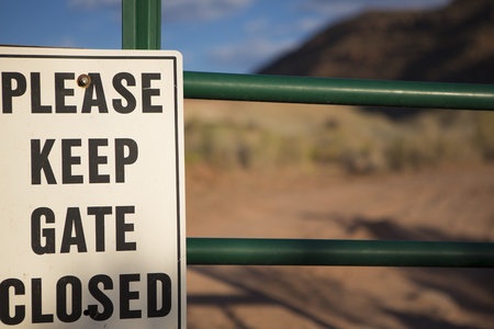 Sign on an farm in US Outbackの写真素材