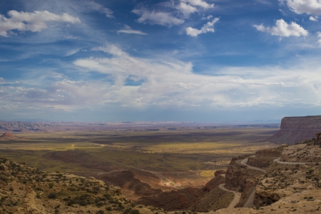 Valley Of Gods in Utah on the way to Monument Valley National Park. Panoramic view of American Southwest.の写真素材