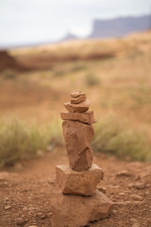 Stones balance - pebbles stack in the desert of Arizonaの写真素材