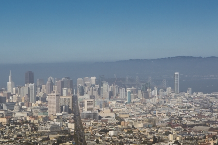 San Francisco, panoramic view of the Mission Districtのeditorial素材