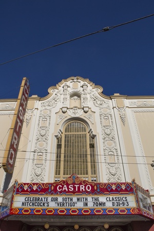 Front view of the Castro Theater in San Francisco against a blue sky.のeditorial素材