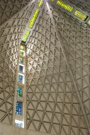 Inside the modern Cathedral of Saint Mary of the Assumption, also known as Saint Mary's Cathedral in San Franciscoのeditorial素材