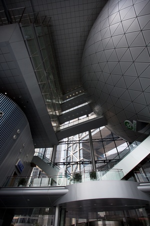 CHINA, SHANGHAI, APRIL 13: Interior of a contemporary office building in the center of the business district Pudong in Shanghai, China, 2013のeditorial素材