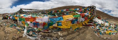 Colored Pray flags in Tibet on the Friendship highway.の写真素材