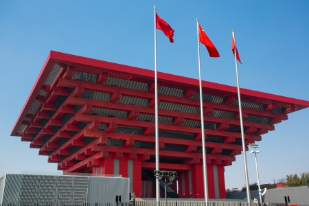 China Pavilion on the site of the Expo 2010. Landmark in Shanghaiのeditorial素材