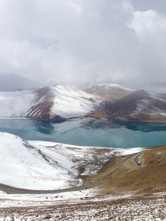 Beautiful panorama of the mountain and lake in Tibet  China, 2013の写真素材
