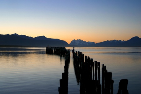 Sunset on the lake of Puerto Natales in Chile - Patagonia
