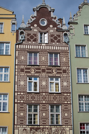Poland, Gdansk, detail of the houses of the old town.