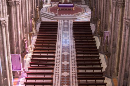 The Basilica del Voto Nacional is a Roman Catholic Church in Quito, Ecuador. This is the largest Neo-Gothic basilica in the Americas. Quito, Ecuador 2015のeditorial素材