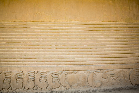 Remains of the archeological city of Chan Chan in Trujillo. Peru. The city used to be the capital of the Chimu Kingdom which reached its apogee in the 15th Century.のeditorial素材