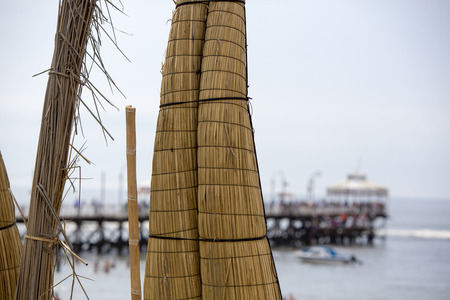 Totora horses called "caballito de totora" in Huanchaco, Peru 2015の写真素材