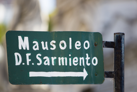 Direction sign in La Recoleta Cemetery, a famous cemetery located in the exclusive Recoleta neighborhood of Buenos Aires, Argentina. It contains the graves of notable people, including Eva PerÃ³n.の写真素材