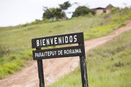 MOUNT RORAIMA, VENEZUELA, MARCH 31: Entrance wood sign to Canaima National Park. の写真素材