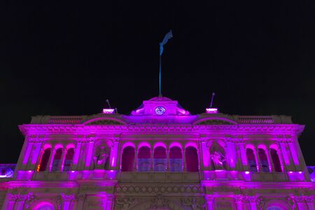 Illuminated Casa Rosada building facade Located at Mayo square at night. Argentina 2014のeditorial素材