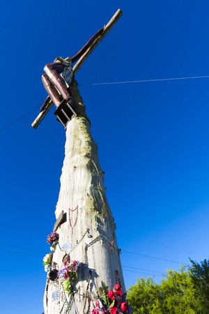 Chris statue standing on the road with clear blue sky. Buenos Aires. In memory to the Passion. Argentina 2014のeditorial素材