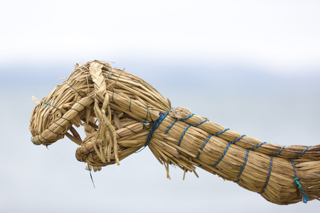 Details of reed boat around Lake Titicaca in Copacabana - Bolivia, South America.の写真素材