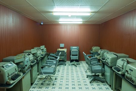 Radio transmitter room in the Saigon Independence Palace bunker. Dinh Thong Nhat is a landmark in Ho Chi Minh City, and was home and workplace of President of South Vietnamのeditorial素材