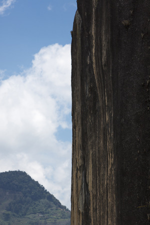 Details of the Piedra el Penol with blue cloudy sky, near Medellin, Colombia.の写真素材