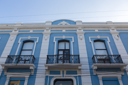 Old and restored colonial house in Santa Marta, popular caribbean destination in northern Colombia.の写真素材