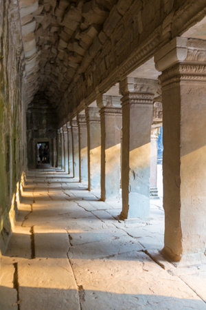 Ancient Khmer ruins and temple from Angkor, Cambodia. Popular site among tourists visiting ancient landmarks and places of worship in Southeast Asia. Siem Reap, Cambodia.の写真素材