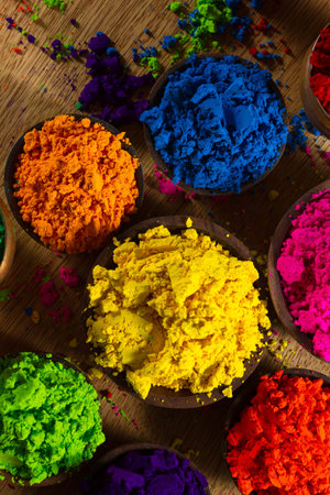 Colorful, finely powdered Indian pigments.の写真素材