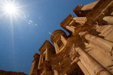 Facade of the Monastery, one of the famous monuments of the ancient Nabatean city of Petra, Jordan.