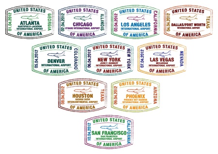 Passport stamps of major US airportsのイラスト素材