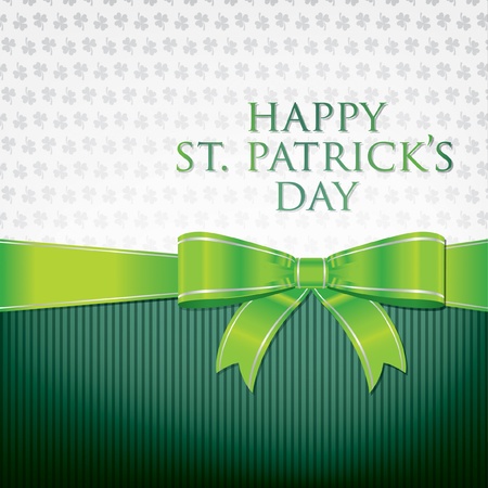 Happy St  Patrick s Day ribbon bow card のイラスト素材