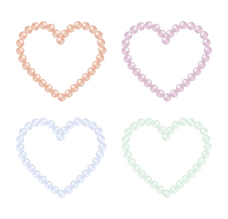 Coloured pearl hearts in vector format のイラスト素材