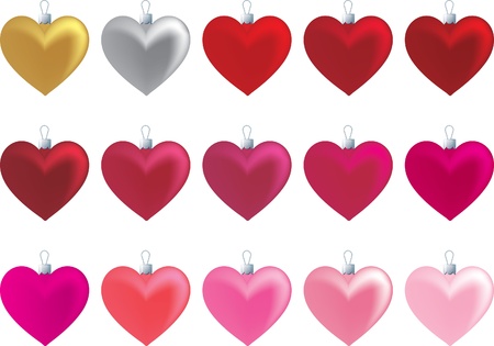 Plain heart ornaments in a variety of reds and pinksのイラスト素材