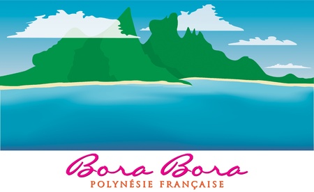 Otemanu mountain of Bora Bora, French Polynesia in vector format のイラスト素材