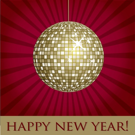 Disco ball fun happy new year cardのイラスト素材