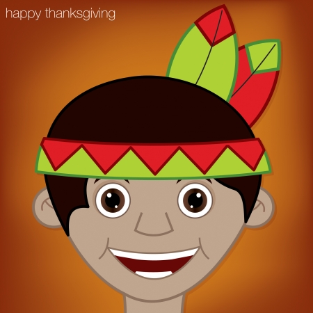 Thanksgiving American Indian man character in vector format のイラスト素材