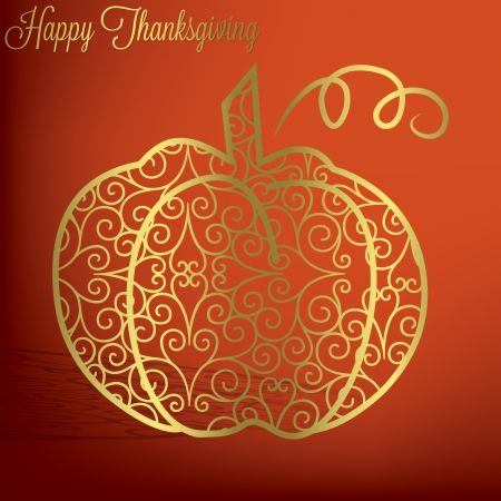 Filigree pumpkin Thanksgiving card in vector format のイラスト素材