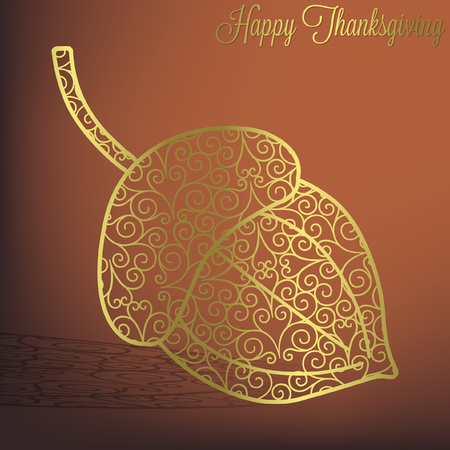 Filigree acorn Thanksgiving card in vector format のイラスト素材