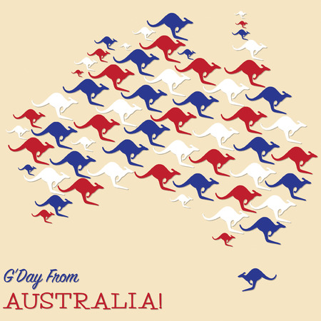 Australian map made from Kangaroos in vector format のイラスト素材