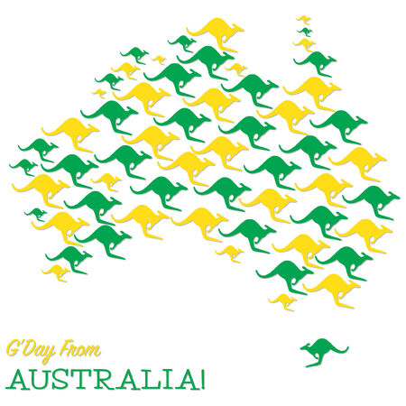 Australian map made from Kangaroos in vector format のイラスト素材