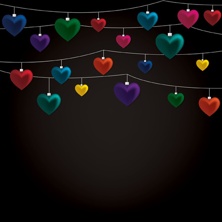 String of Valentine baubles card in vector format のイラスト素材