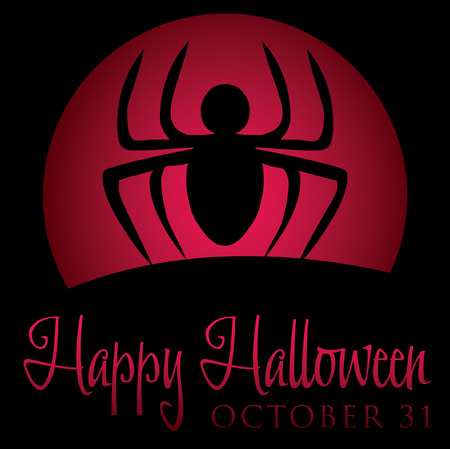 Spider rising moon Halloween card のイラスト素材