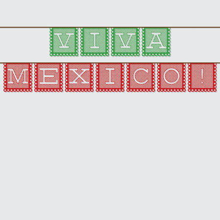 Mexican 'papel picado' (Paper flag decoration) card in vector format.のイラスト素材