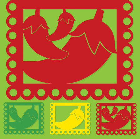 Mexican 'papel picado' (Paper flag decoration) set in vector format.のイラスト素材