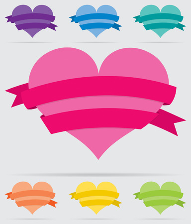 Heart with ribbon setのイラスト素材