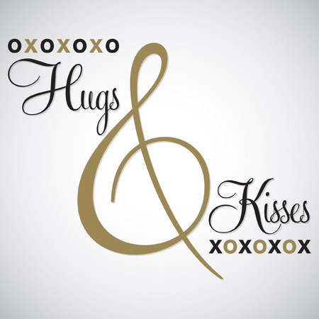 Elegant typographic 'Hugs & Kisses' card in vector format.のイラスト素材