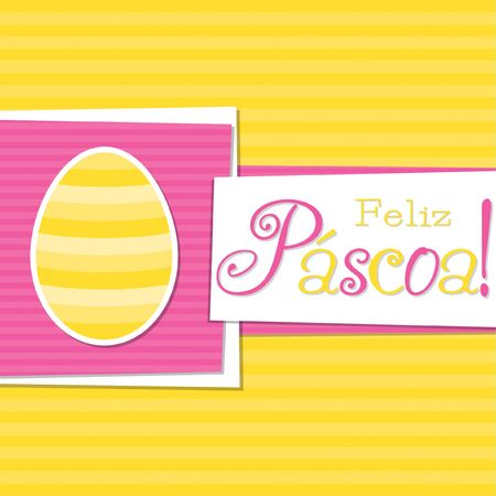 Funky Portuguese Easter egg card in vector format. Words translate to "Happy Easter'のイラスト素材