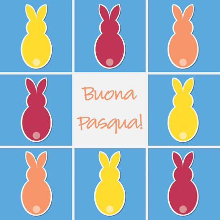 Retro Easter bunny card in vector format. Words translate to "Happy Easter".のイラスト素材