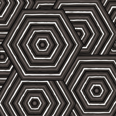 Hexagonal abstract Aboriginal line painting in vector format.