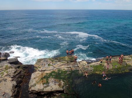 The Bogey Hole, Newcastle, NSW Australia. Also known as Commandant's Baths, it was built by convicts in the 1820's for the use of the Commandant of Newcastle, Lieutenant-Colonel James Thomas Morisset.の写真素材