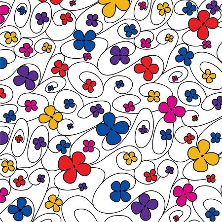 Swirly whimsical floral pattern in vector format.のイラスト素材
